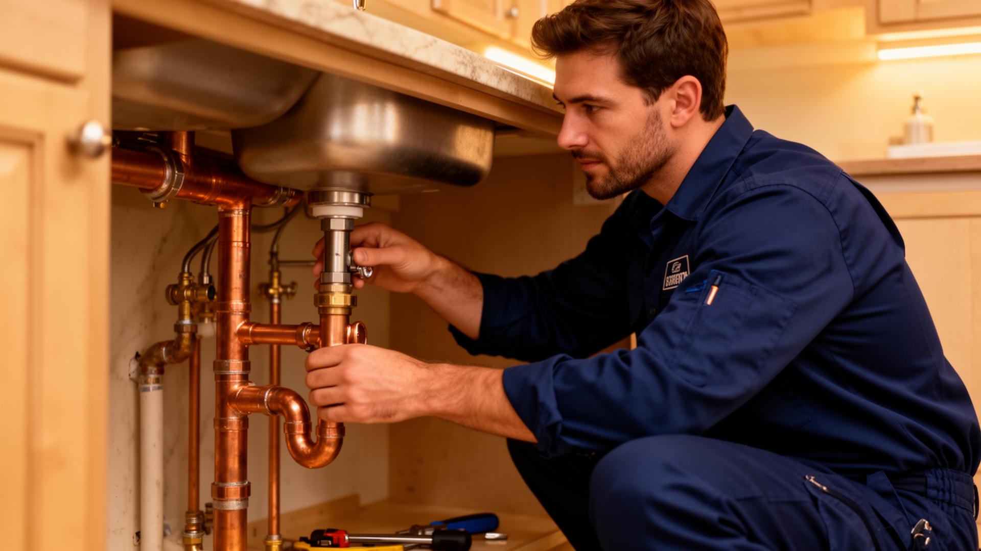 Walnut Plumbing professional plumber working on copper pipes in Walnut CA